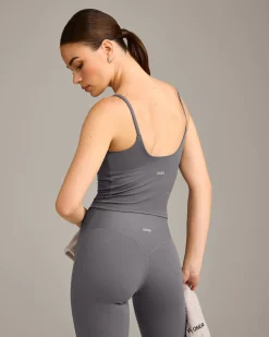 SoftMotion™ Strappy Mid Vest with Built in Bra Shelf with Grey Logo