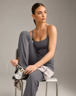 SoftMotion™ Strappy Mid Vest with Built in Bra Shelf with Grey Logo