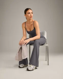 SoftMotion™ Strappy Mid Vest with Built in Bra Shelf with Grey Logo