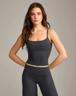 SoftMotion™ Strappy Mid Vest with Built in Bra Shelf with Grey Logo
