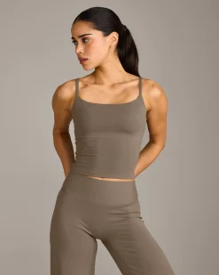 SoftMotion™ Strappy Mid Vest with Built in Bra Shelf with Grey Logo