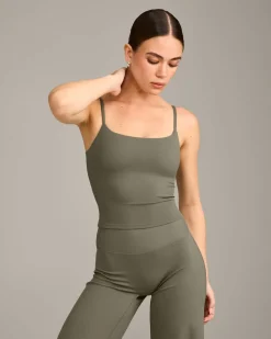 SoftMotion™ Strappy Mid Vest with Built in Bra Shelf with Grey Logo