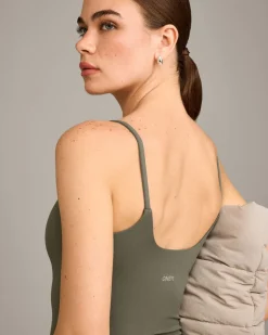 SoftMotion™ Strappy Mid Vest with Built in Bra Shelf with Grey Logo