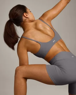 SoftMotion™ Strappy Sports Bra with Grey Logo