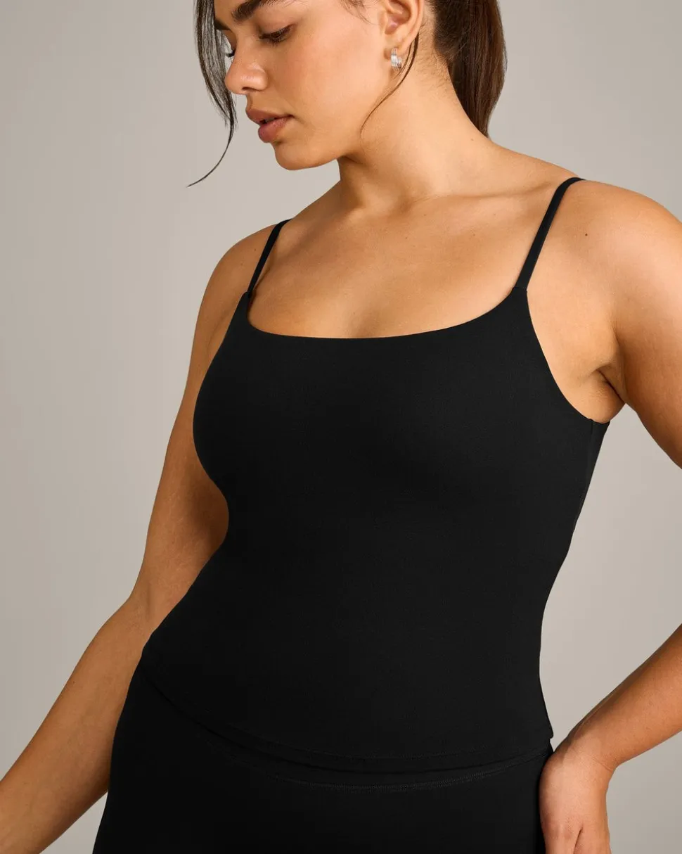 SoftMotion™ Strappy Vest with Built in Bra Shelf with Grey Logo