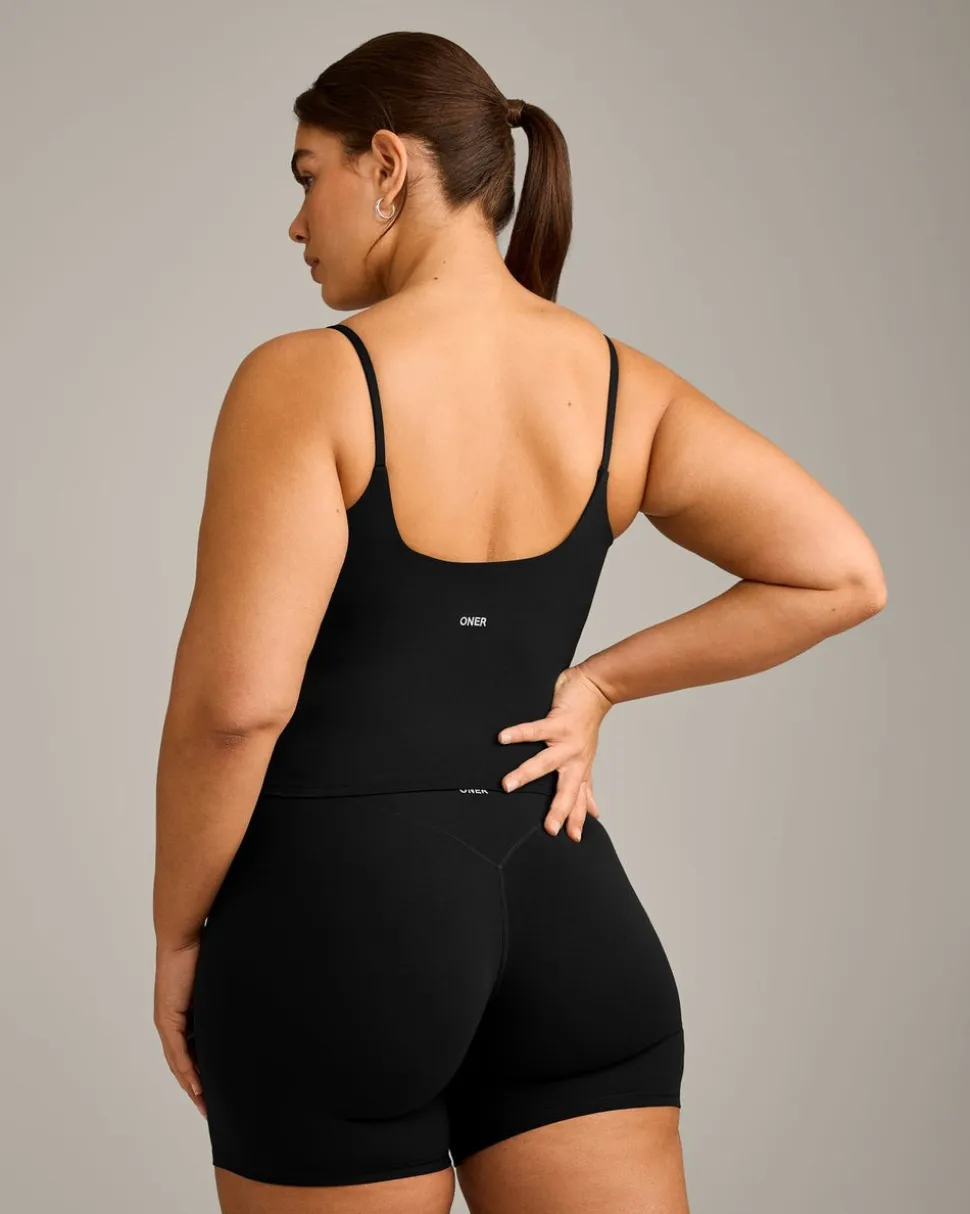 SoftMotion™ Strappy Vest with Built in Bra Shelf with Grey Logo