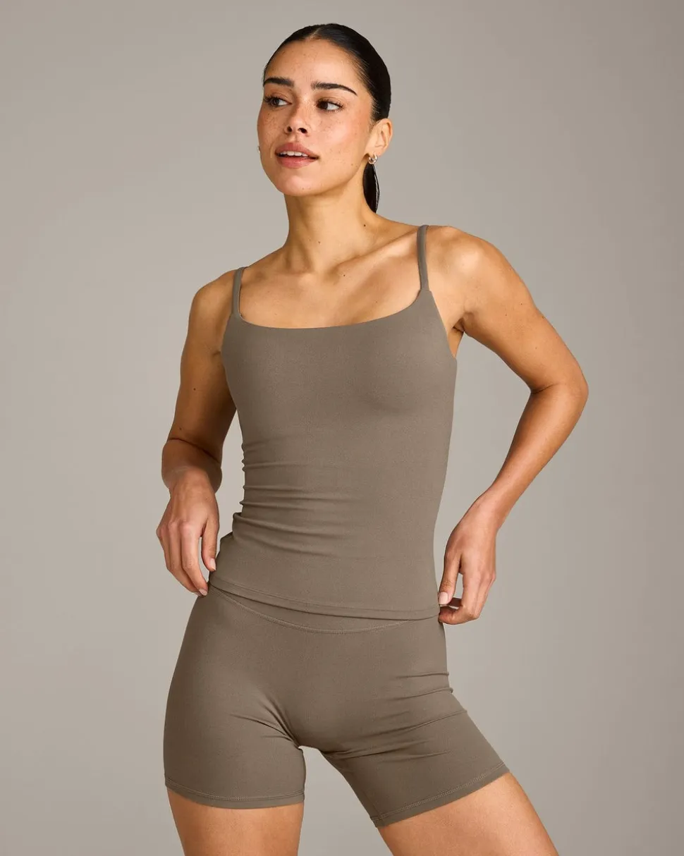 SoftMotion™ Strappy Vest with Built in Bra Shelf with Grey Logo