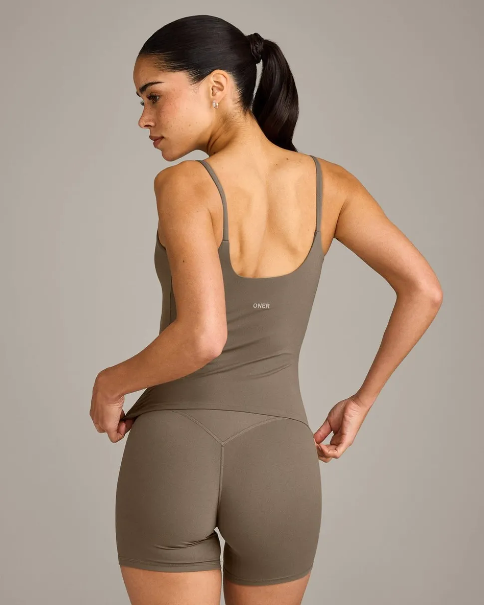 SoftMotion™ Strappy Vest with Built in Bra Shelf with Grey Logo