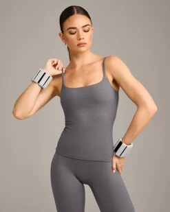 SoftMotion™ Strappy Vest with Built in Bra Shelf with Grey Logo