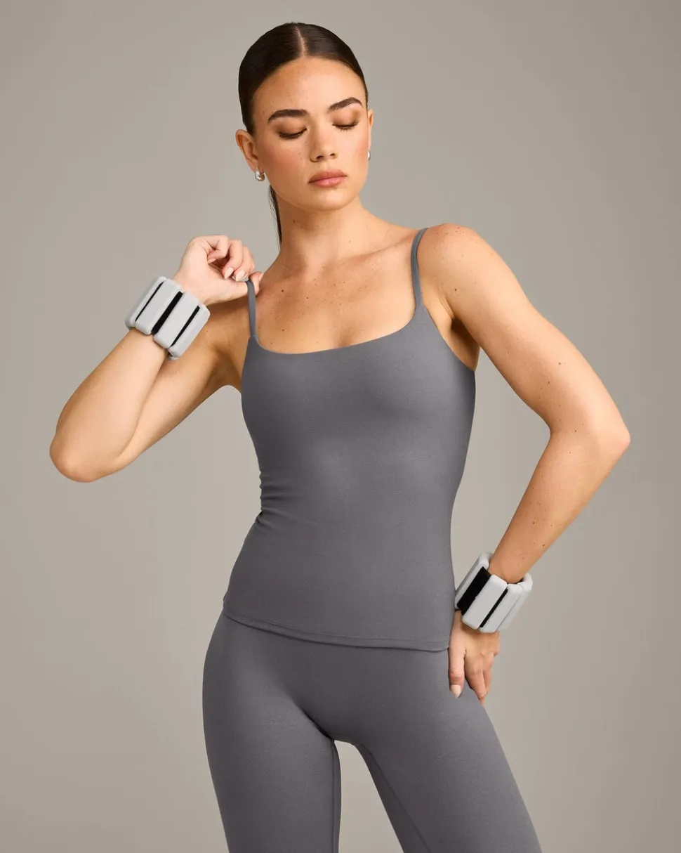 SoftMotion™ Strappy Vest with Built in Bra Shelf with Grey Logo