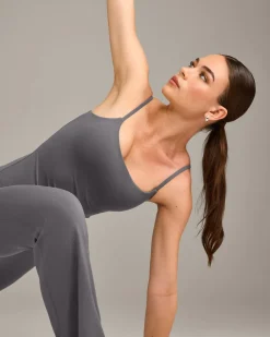 SoftMotion™ Strappy Vest with Built in Bra Shelf with Grey Logo