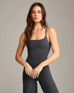 SoftMotion™ Strappy Vest with Built in Bra Shelf with Grey Logo