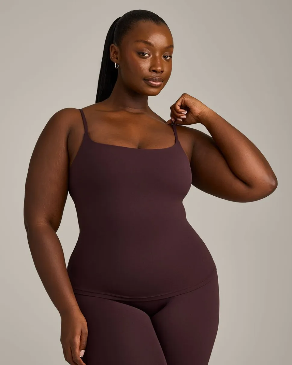 SoftMotion™ Strappy Vest with Built in Bra Shelf with Grey Logo