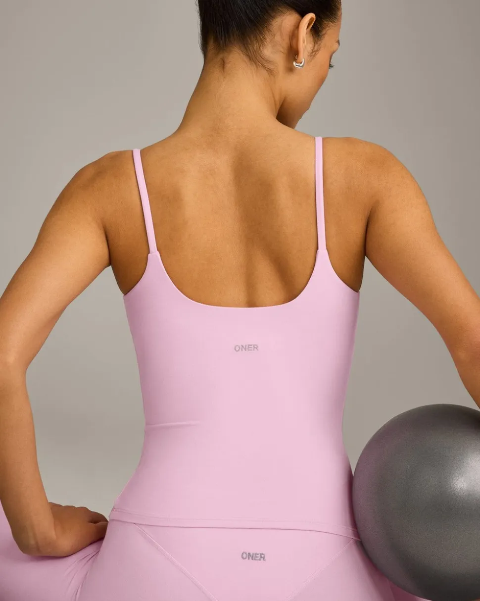 SoftMotion™ Strappy Vest with Built in Bra Shelf with Grey Logo