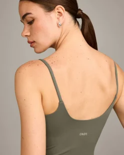 SoftMotion™ Strappy Vest with Built in Bra Shelf with Grey Logo