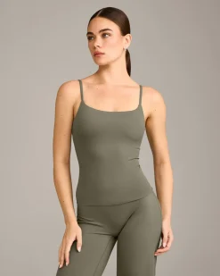 SoftMotion™ Strappy Vest with Built in Bra Shelf with Grey Logo