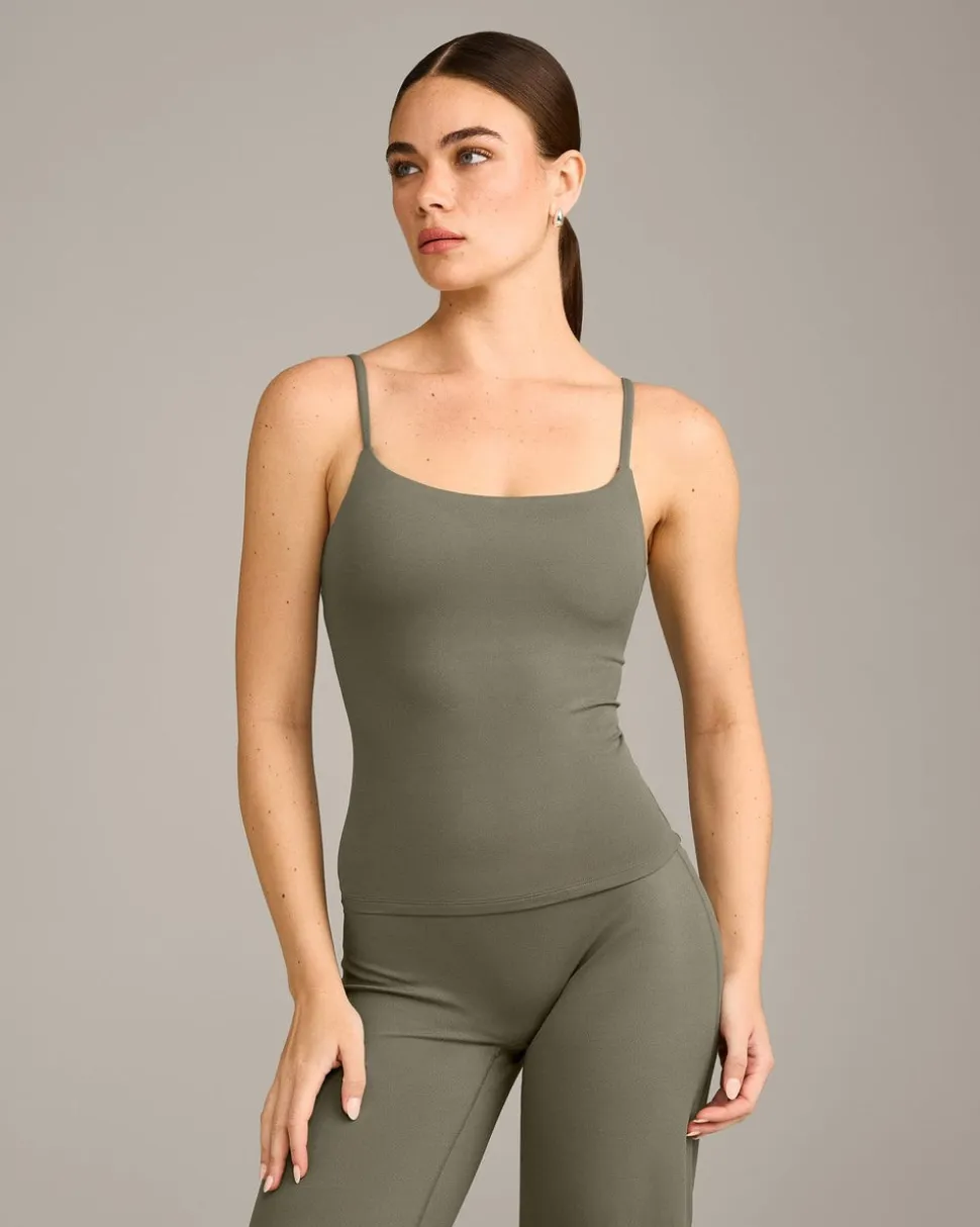 SoftMotion™ Strappy Vest with Built in Bra Shelf with Grey Logo