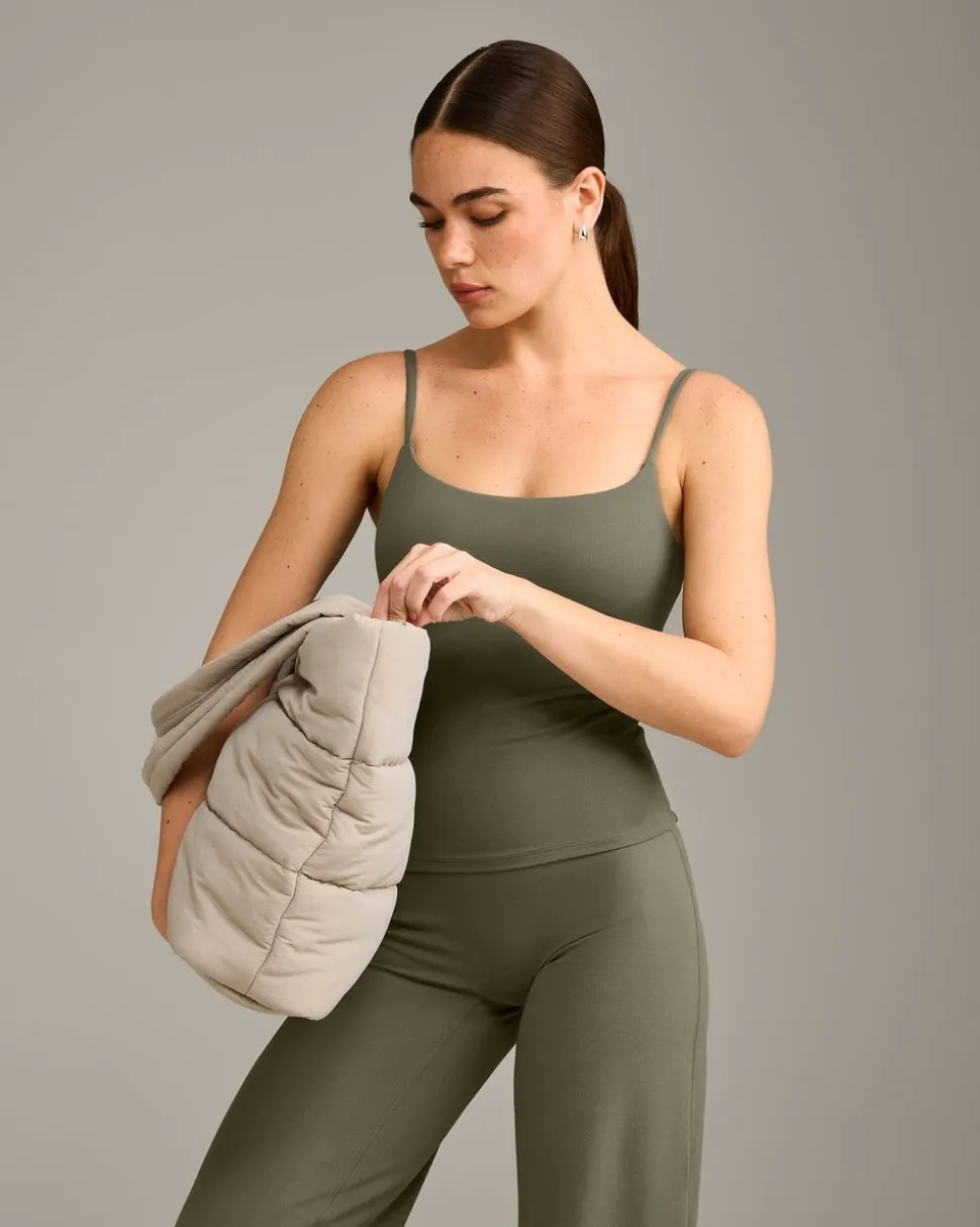 SoftMotion™ Strappy Vest with Built in Bra Shelf with Grey Logo