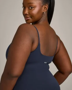 SoftMotion™ Strappy Vest with Built in Bra Shelf with Grey Logo